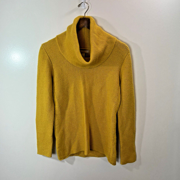 Women's Wool Blend Turtleneck Sweater Size M Mustard Minimalist Capsule Wardrobe - Picture 1 of 10